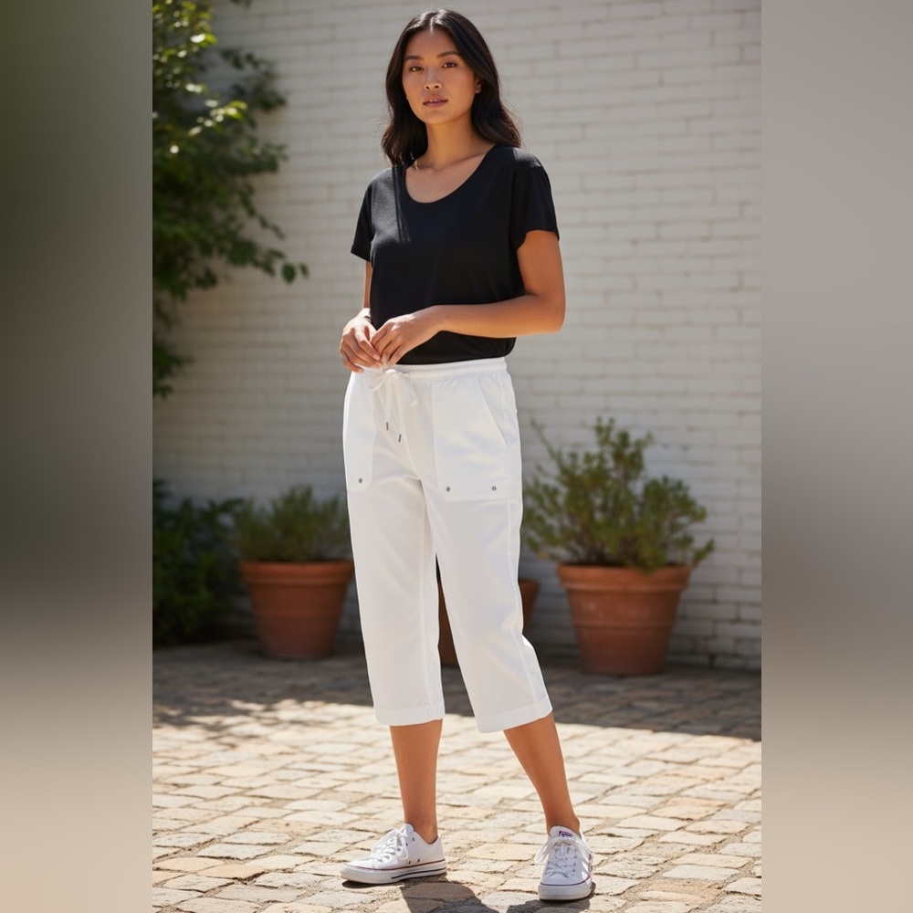 Jones New York White Cargo crop pants Sz 14